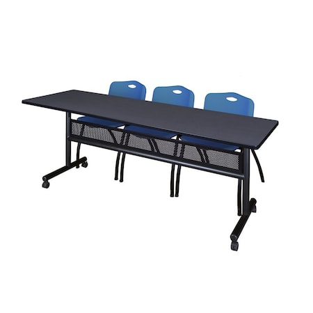 Kobe Rectangle FlipTop Table, 84" W, 29" H, Laminate Top, Gray MKFTM8424GY47BE